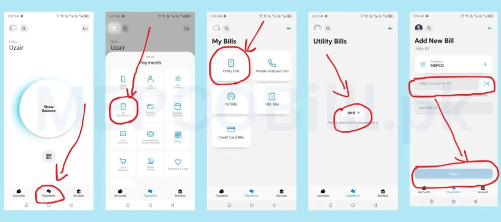 How to Pay Your MEPCO Bill Via UBL Banking App 2024