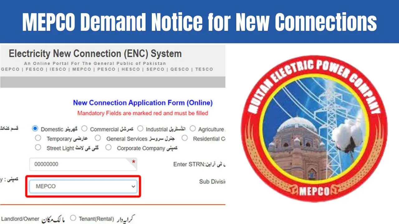 MEPCO Demand Notice for New Connections 2024